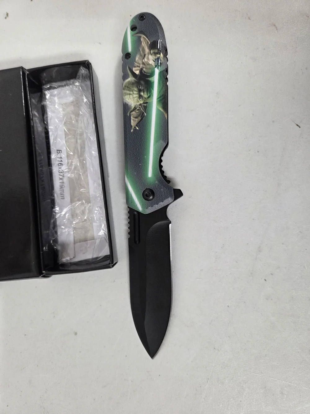 Black & Green Character Folding Knife - Gaming Themed
